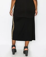 Coin 1804 Plus Sequin Side Contrast Fold Over Midi Skirt