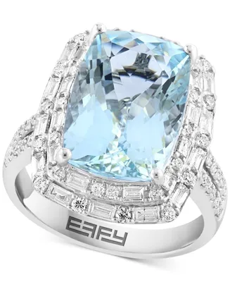 Effy Limited Edition Aquamarine (5-7/8 ct. t.w.) and Diamond (7/8 ct.t.w.) Halo Ring in 14k White Gold