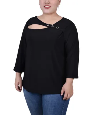 Ny Collection Plus 3/4 Sleeve Cutout Top