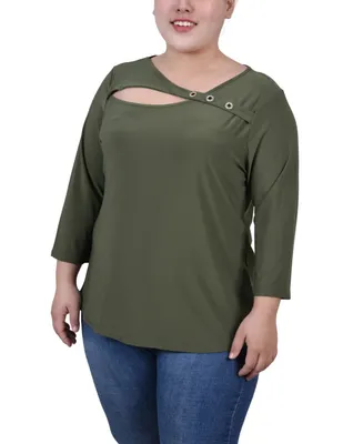 Ny Collection Plus Size 3/4 Sleeve Cutout Top