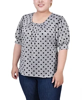 Ny Collection Plus Size Short Sleeve Balloon Sleeve Top