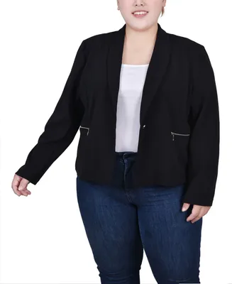 Ny Collection Plus Cropped Long Sleeve Crepe Blazer