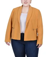 Ny Collection Plus Size Cropped Long Sleeve Crepe Blazer