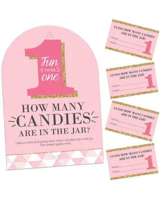1st Birthday Girl Fun to be One First Birthday Party Candy Guessing Game