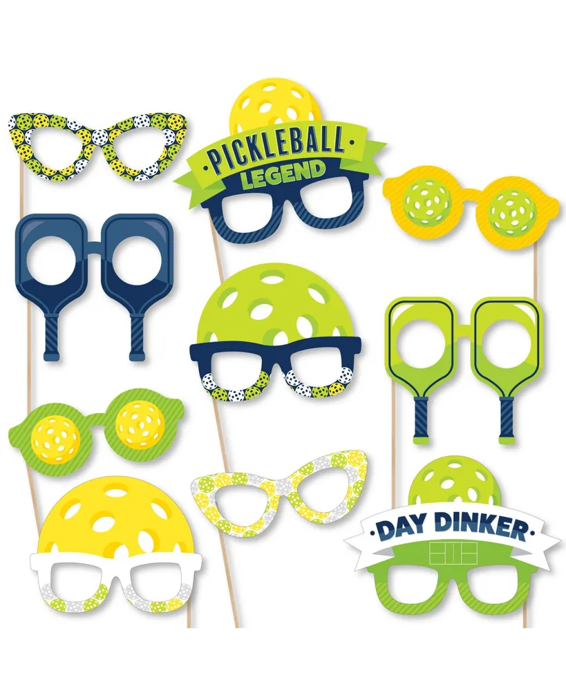 Big Dot of Happiness Let's Rally Pickleball Glasses Birthday & Retirement  Photo Booth Props Kit 10 Ct