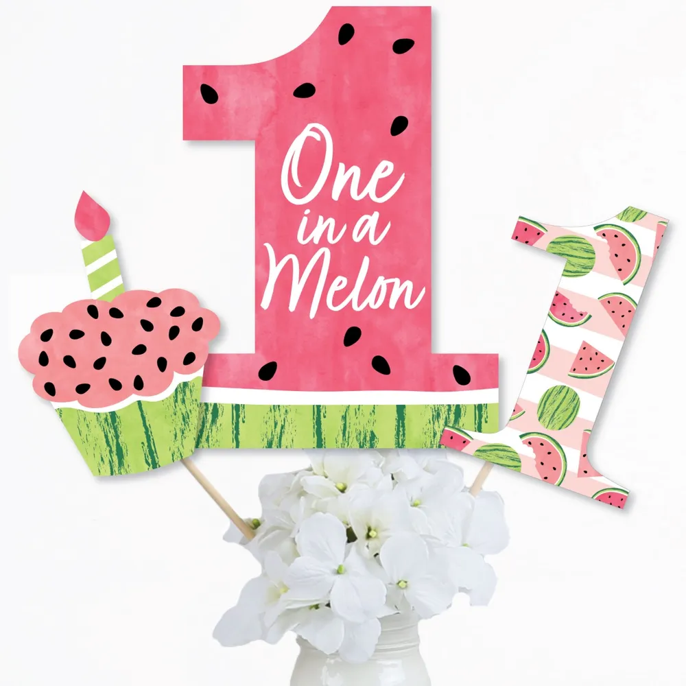 1st Birthday One in a Melon - Centerpiece Sticks - Table Toppers - Set of 15