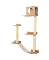 PawHut Multiple Level Wall Mounted Cat Condo Interior Sleep & Lounge Area