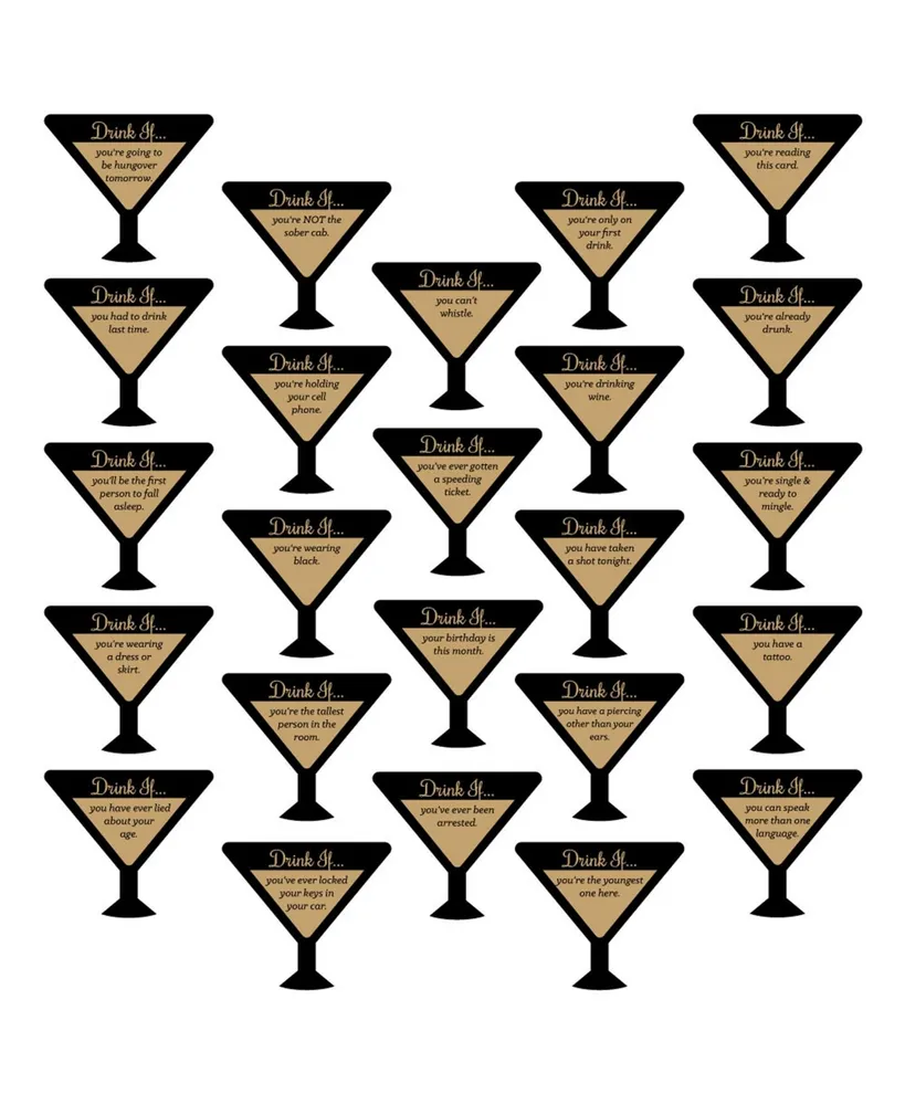Big Dot of Happiness Drink If Game - Martini Glass - Fun Drinking Game Cards - 24 Count