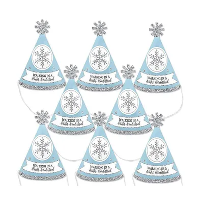 Winter Wonderland - Mini Cone Holiday Party Hats - Small Party Hats - Set of 8