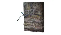 Monet Bridge over a Pond of Water Lilies Leather Journal with Suede Tie, 192 lined pages, 6" x 8" by Diarpell