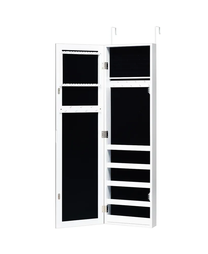 Costway Door Mounted Mirrored Jewelry Cabinet Storage Organizer White