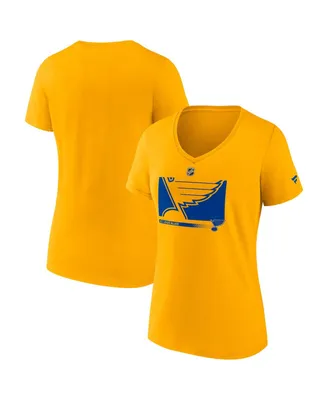 Women's Fanatics Gold St. Louis Blues Authentic Pro Core Collection Secondary Logo V-Neck T-Shirt