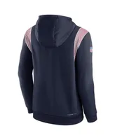 Men's Nike Navy New England Patriots Sideline Athletic Stack Performance Pullover Hoodie