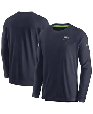 Men's Nike College Navy Seattle Seahawks Sideline Lockup Performance Long Sleeve T-shirt