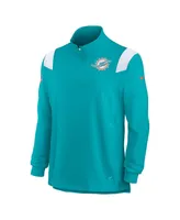 Men's Nike Aqua Miami Dolphins Sideline Coach Chevron Lockup Quarter-zip Long Sleeve Top