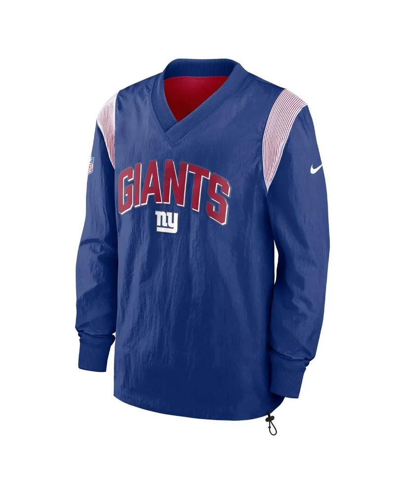 Men's Nike Royal New York Giants Sideline Athletic Stack V-neck Pullover Windshirt Jacket