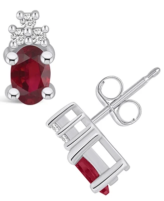 Macy's Ruby (1-1/ Ct. t.w.) and Diamond (1/10 Stud Earrings