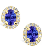 Macy's Tanzanite (7/8 Ct. t.w.) and Diamond (1/4 Halo Stud Earrings