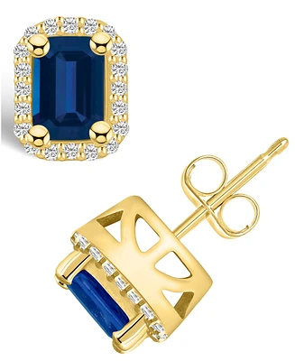 Macy's Sapphire (1-3/8 Ct. t.w.) and Diamond (1/5 Halo Stud Earrings
