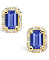 Macy's Tanzanite (1-1/10 Ct. t.w.) and Diamond (1/5 Halo Stud Earrings