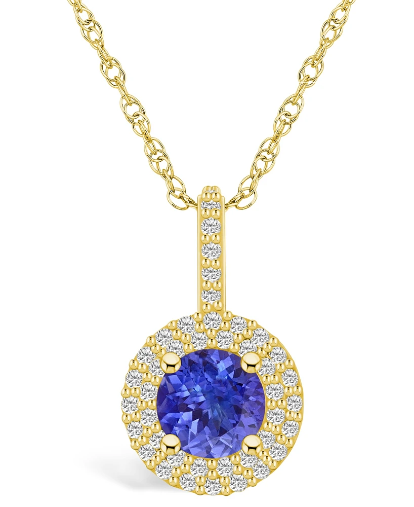 Macy's Tanzanite (-/ Ct. t.w.) and Diamond (/ Halo Pendant Necklace