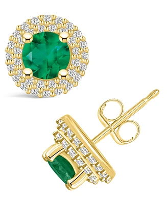 Macy's Emerald ( Ct. t.w.) and Diamond (/3 Halo Stud Earrings