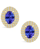 Macy's Tanzanite (1-1/2 Ct. t.w.) and Diamond (1/2 Halo Stud Earrings