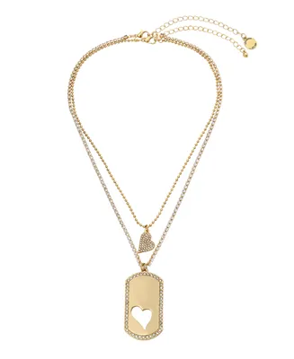 Steve Madden Heart Tag Necklace Set, 2 Pieces