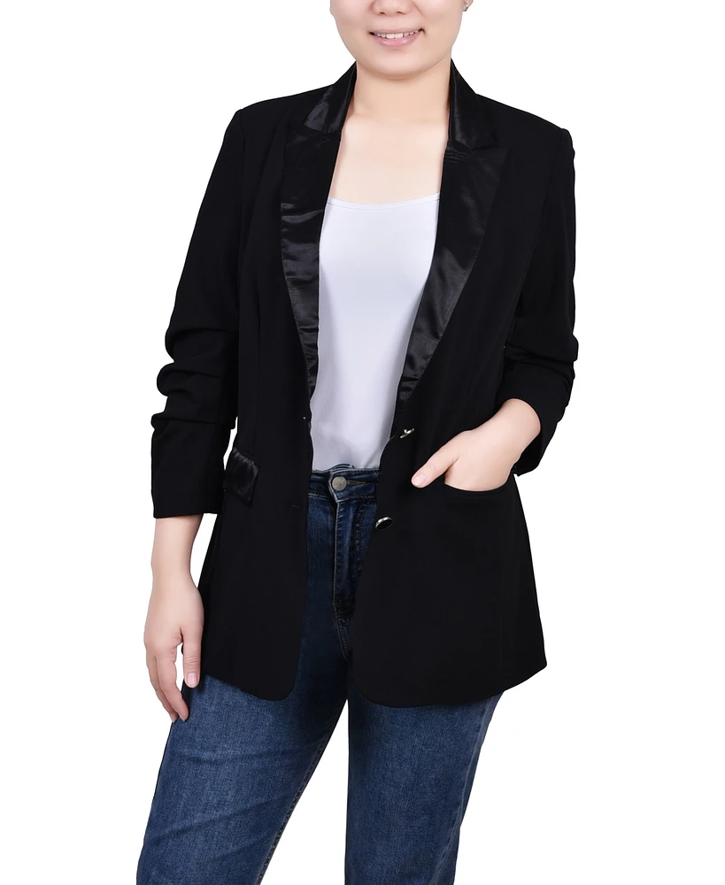 Ny Collection Women's Satin Lapel Scuba Crepe Jacket