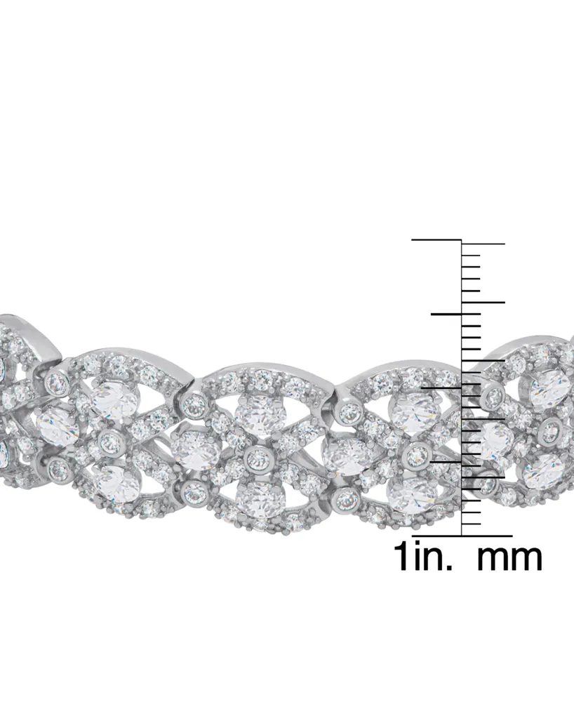 Macy's Fine Silver Plated Cubic Zirconia Criss Cross Bracelet
