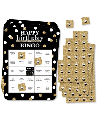 Big Dot of Happiness Adult Happy Birthday Gold Find the Guest Bingo Cards & Markers Bingo Game 18 Ct