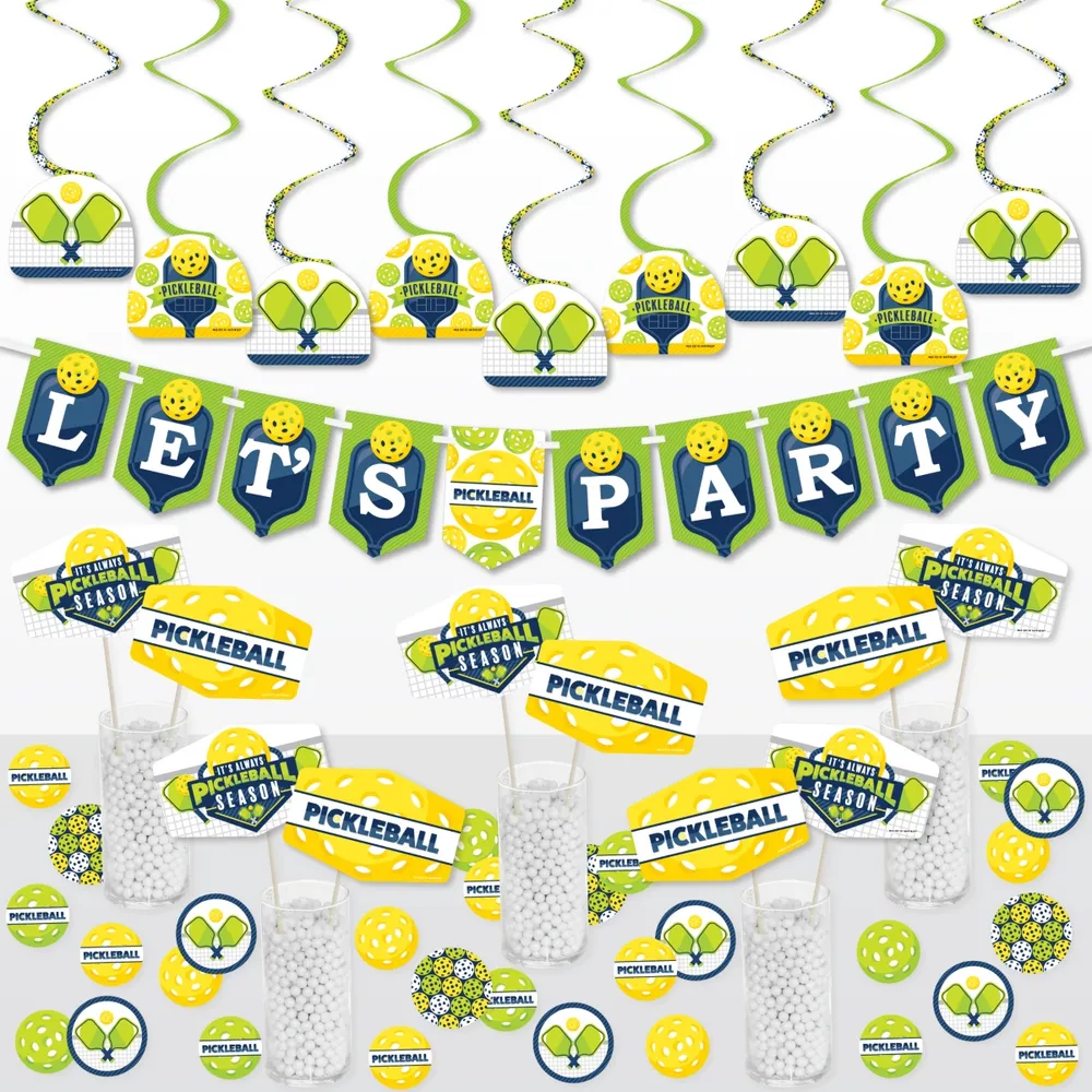Big Dot of Happiness Let's Rally - Pickleball - Birthday or Retirement Party Supplies Decoration Kit - Decor Galore Party Pack - 51 Pieces
