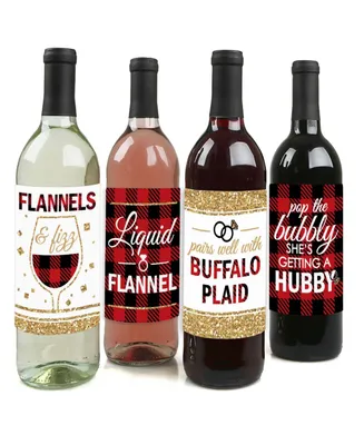 Flannel Fling Before the Ring - Party Decor - Wine Bottle Label Stickers - 4 Ct
