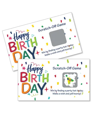 Cheerful Happy Birthday - Colorful Birthday Party Game Scratch Off Cards - 22 Ct