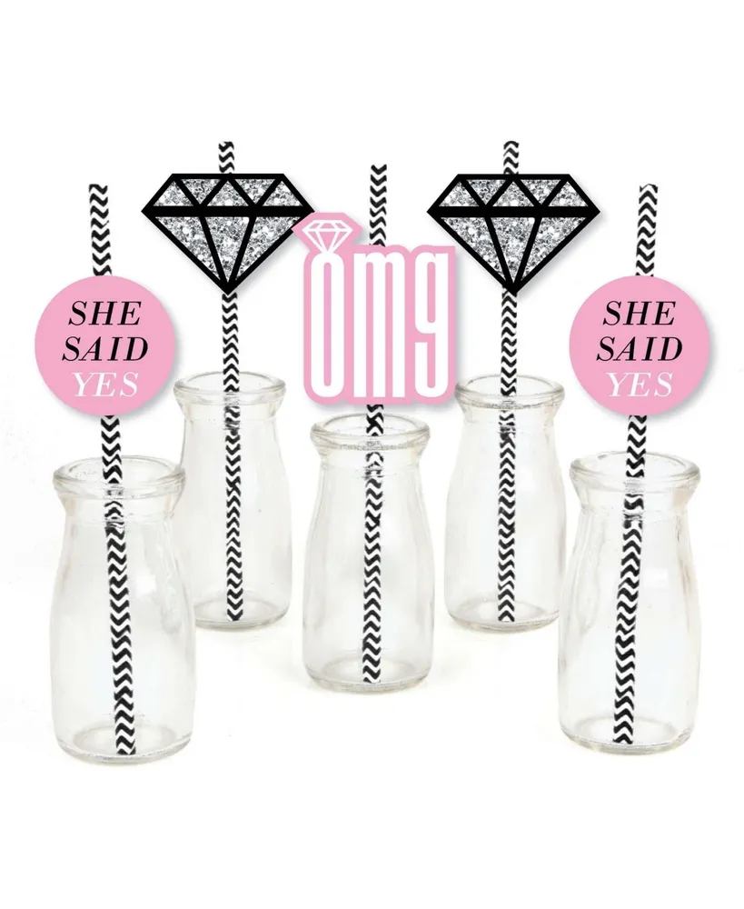 Big Dot Of Happiness Bride Squad - Paper Straw Decor - Rose Gold