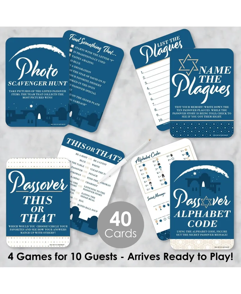 Happy Passover - 4 Pesach Party Games - 10 Cards Each - Gamerific Bundle
