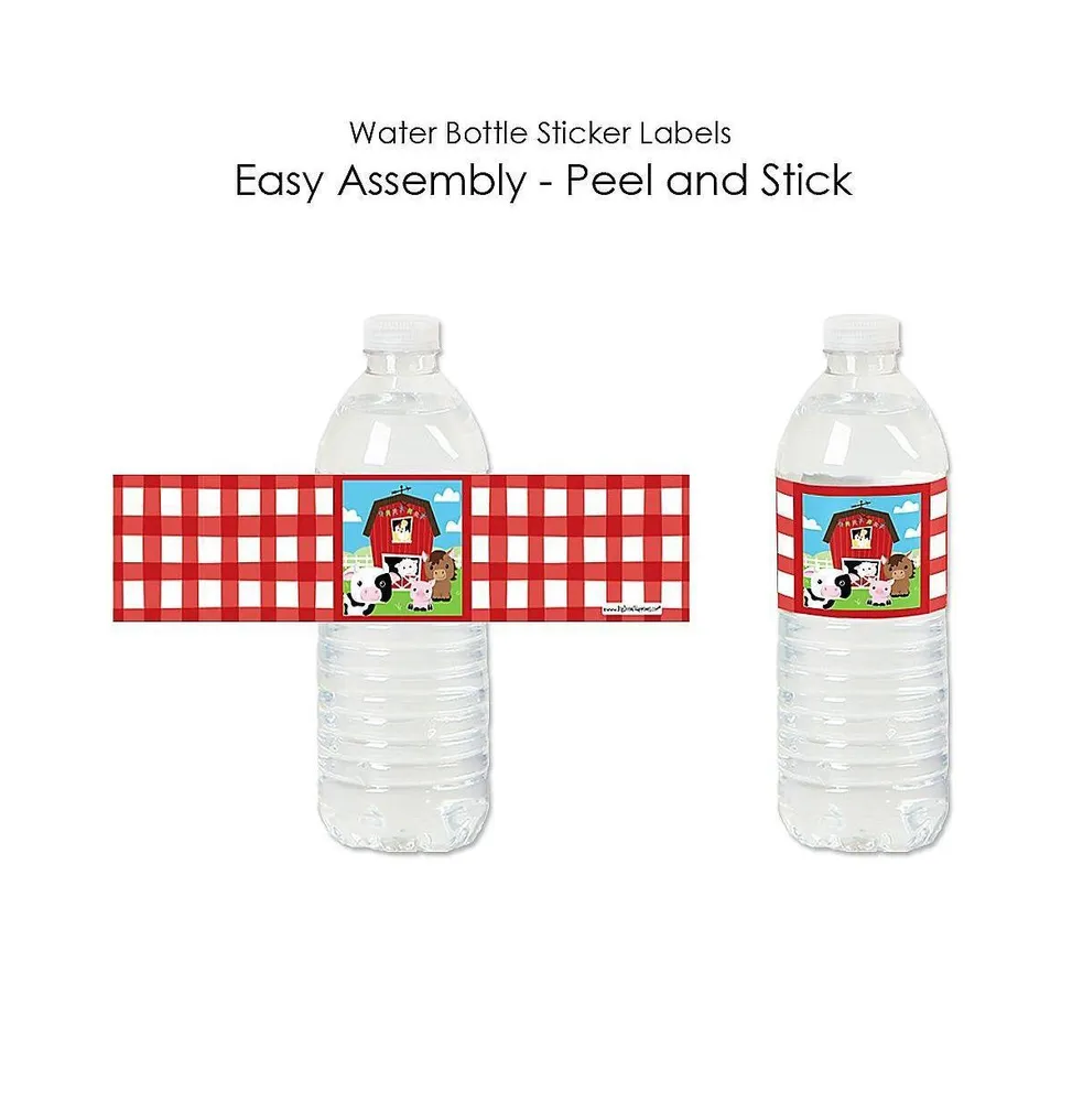 Farm Animals - Barnyard Water Bottle Sticker Labels - 20 Ct