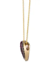 Le Vian Godiva x Le Vian Strawberry and Chocolate Heart Pendant Necklace Featuring Passion Ruby (3/4 ct. t.w.) & Chocolate Diamond (1/10 ct. t.w.) in