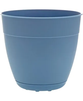 Bloem Dayton Recycled Ocean Plastic Planter w/ Saucer , Ocean Blue, 8 inches