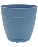 Bloem Dayton Recycled Ocean Plastic Planter w/ Saucer , Ocean Blue, 8 inches