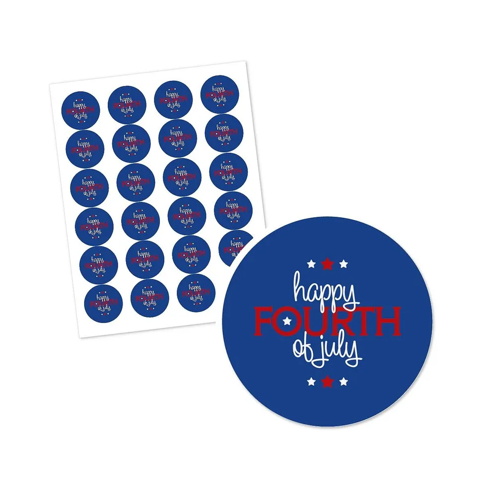 4th of July - Independence Day Circle Sticker Labels - 24 Count