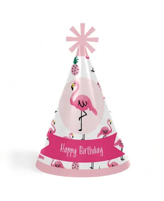 Pink Flamingo - Party Like a Pineapple - Cone Happy Birthday Party Hats - 8 Ct