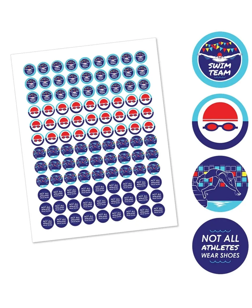 Making Waves - Swim Team - Round Candy Sticker Favors (1 sheet of 108)