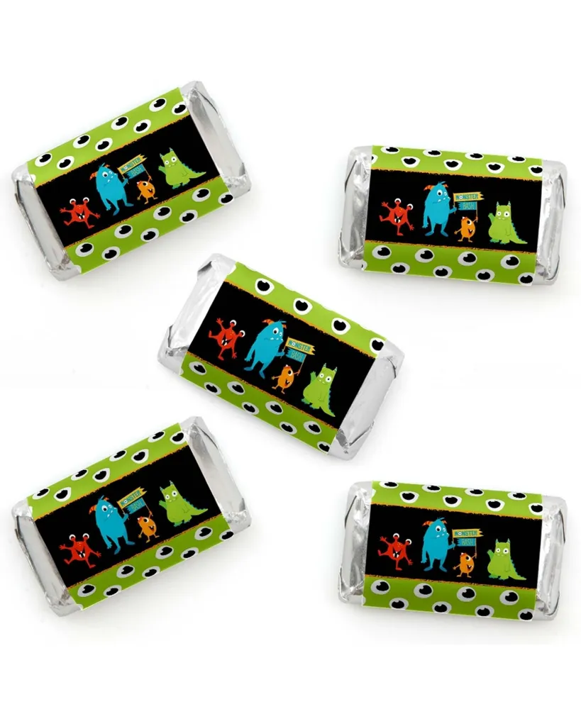Monster Bash - Mini Candy Bar Wrapper Stickers - Party Small Favors - 40 Ct