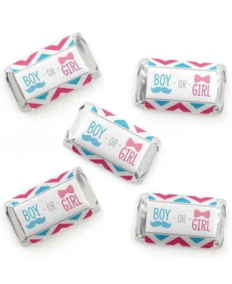 Chevron Gender Reveal - Mini Candy Bar Wrapper Stickers - Small Favors - 40 Ct - Assorted Pre