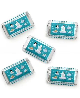 Arctic Polar Animals - Mini Candy Bar Wrapper Stickers Winter Party Favors 40 Ct