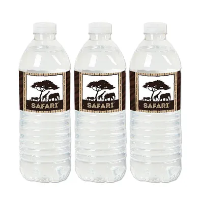 Wild Safari - African Jungle Adventure Water Bottle Sticker Labels - 20 Ct