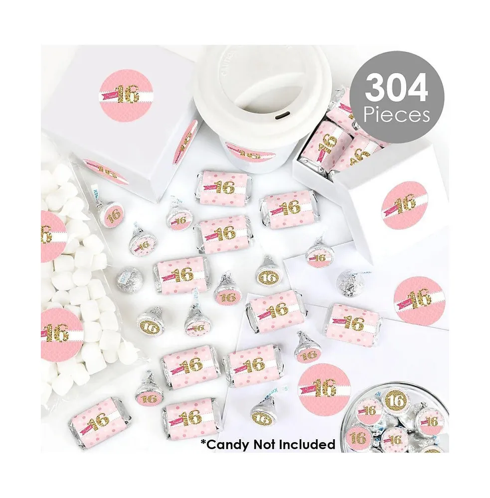 Sweet 16 - 16th Birthday Party Candy Favor Sticker Kit - 304 Pieces