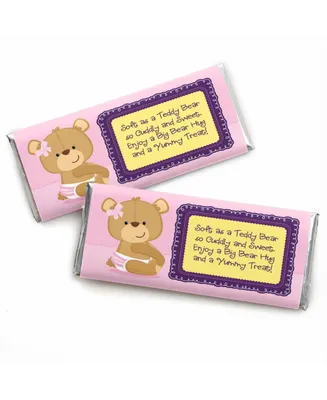 Girl Baby Teddy Bear - Candy Bar Wrappers Baby Shower Favors - Set of 24