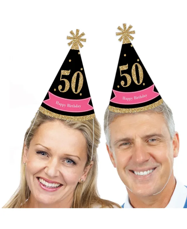 Big Dot Of Happiness 50th Pink Rose Gold Birthday - Cone Happy Birthday  Party Hats For Adults - Set Of 8 (standard Size) : Target